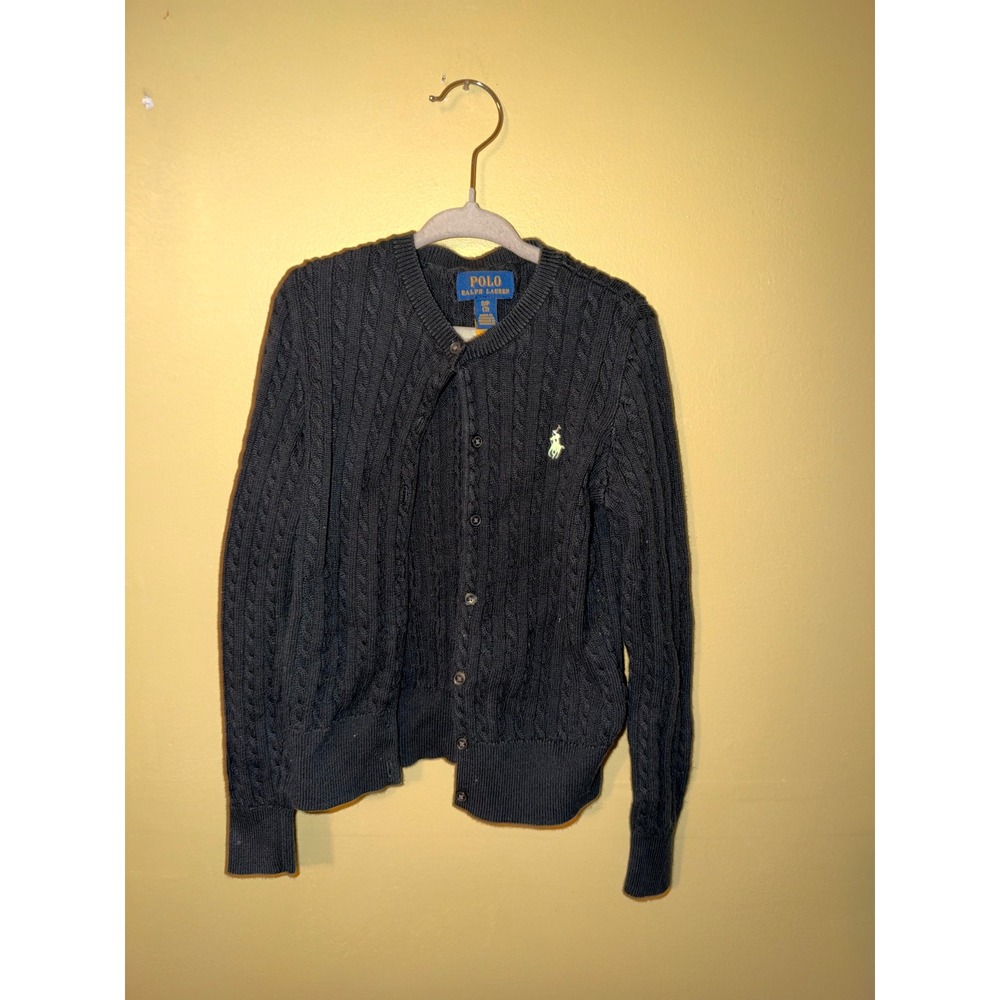 Polo Ralph Lauren Kids Navy Blue Cable Knit Cardigan Sweater Size S 7